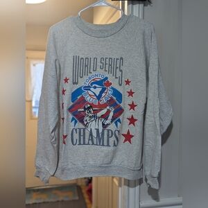 Vintage Gray Toronto Blue Jays World Series Champs Sweater 1992
